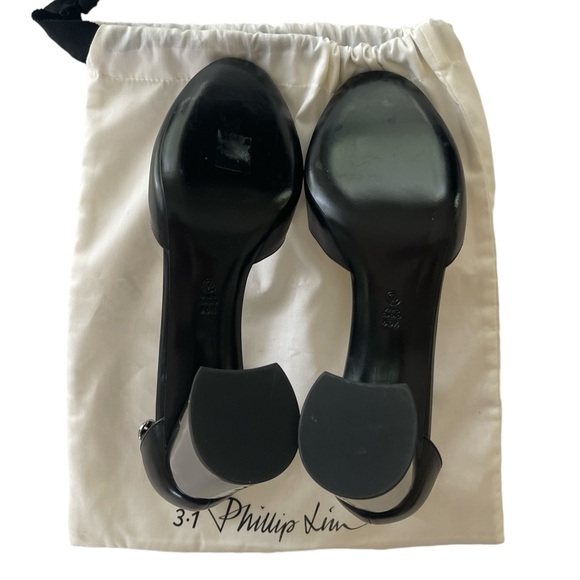 3.1 Phillip Lim Black Leather Silver Block Heels NWT - Picture 13 of 17